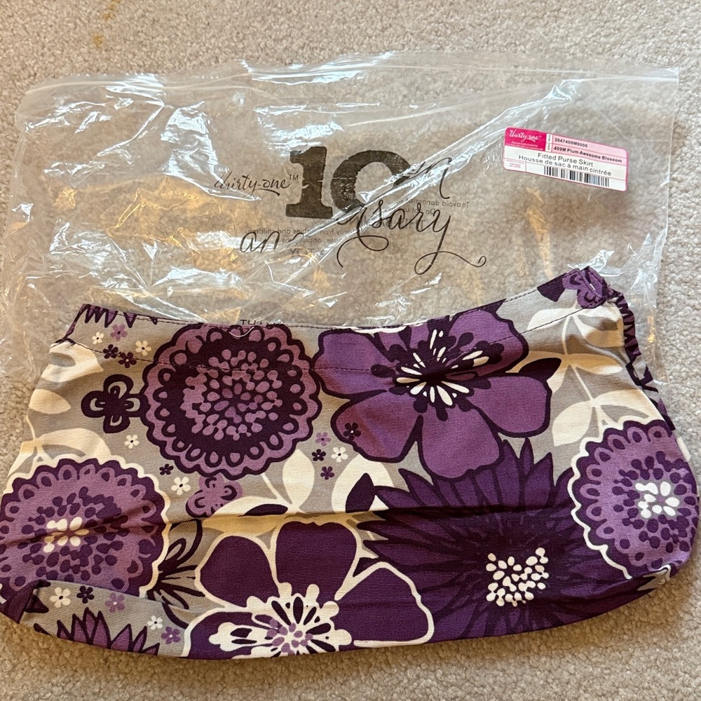 Thirty-one Fitted Purse Skirt Plum Awesome Blossom 409M NWT